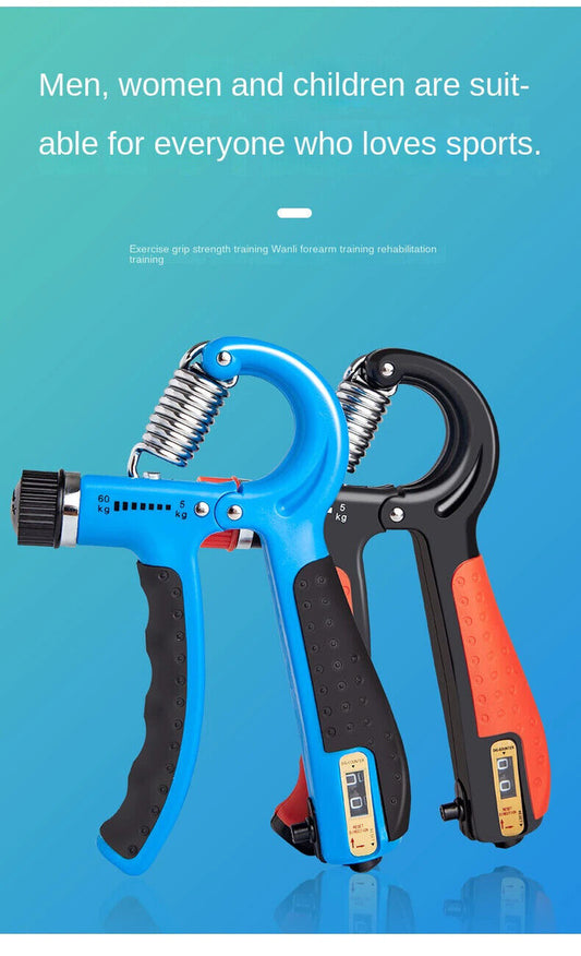 Hand Grip Strength Power Trainer Gripper Counter W Adjustable Squeeze Exercise