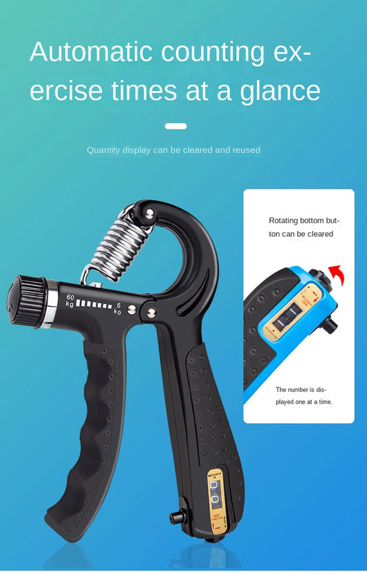 Hand Grip Strength Power Trainer Gripper Counter W Adjustable Squeeze Exercise