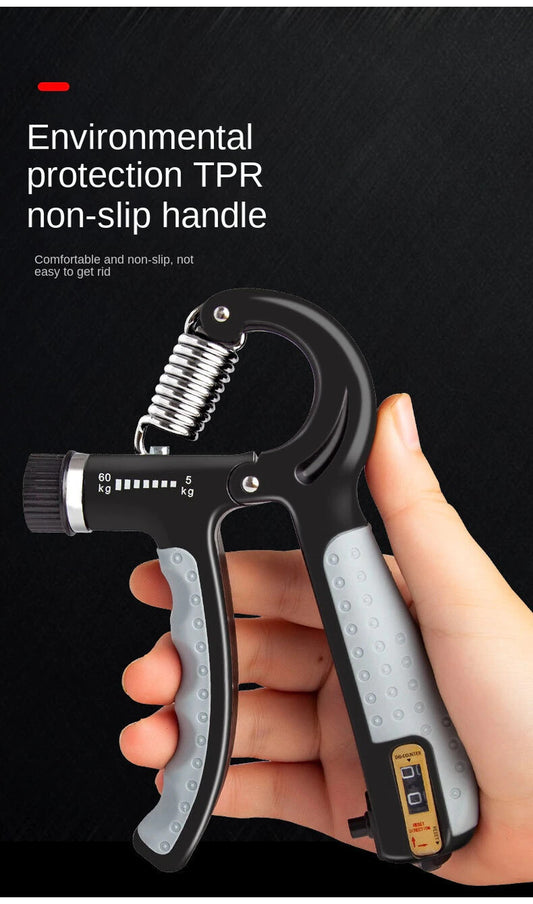 Hand Grip Strength Power Trainer Gripper Counter W Adjustable Squeeze Exercise